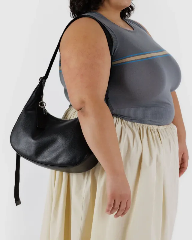 Medium Recycled Leather Crescent Bag