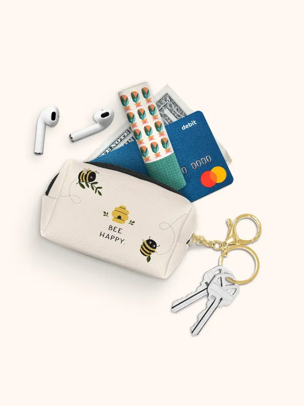 Keychain Pouch Don't Worry Bee Happy