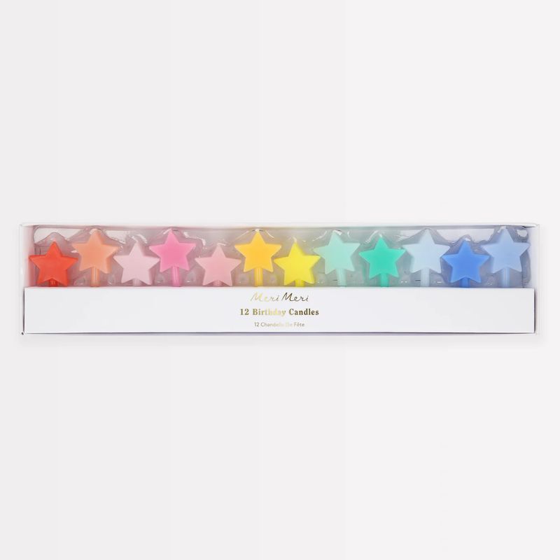 Rainbow Star Candles Set of 12