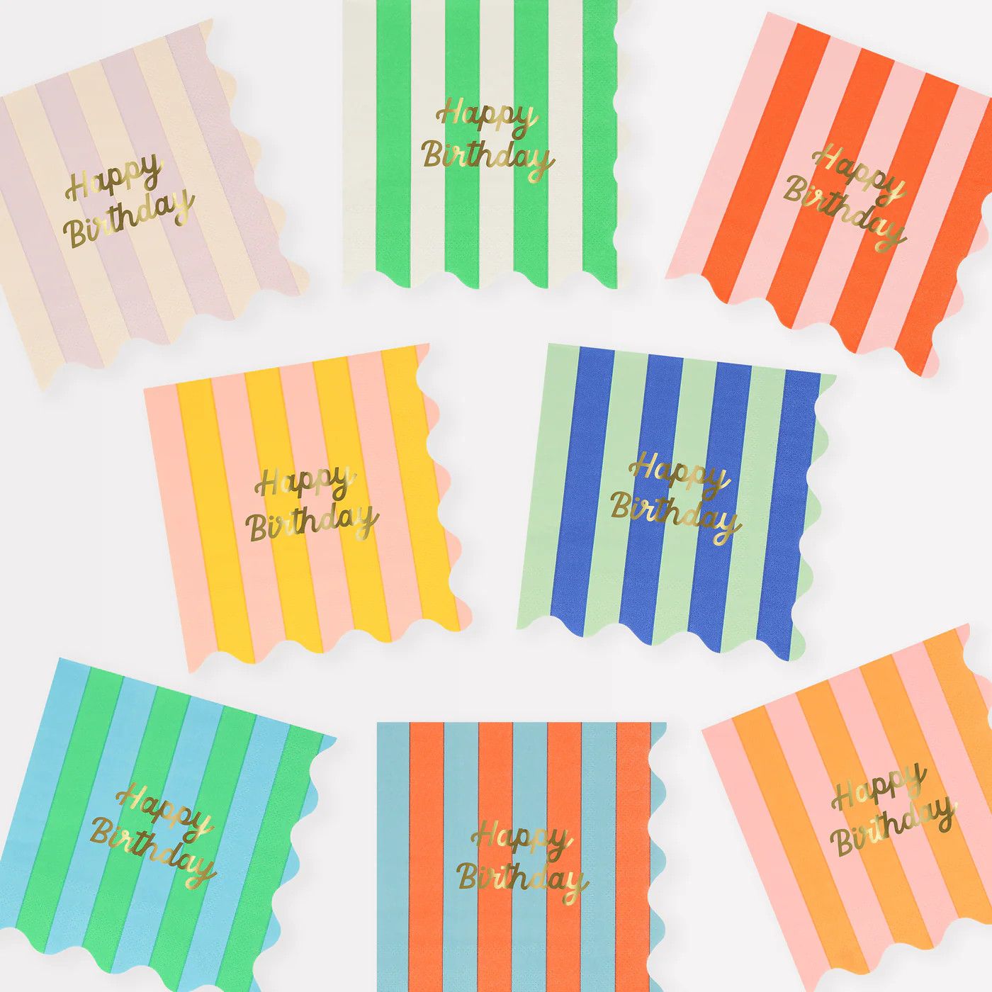 Napkins Stripe Happy Birthday Small