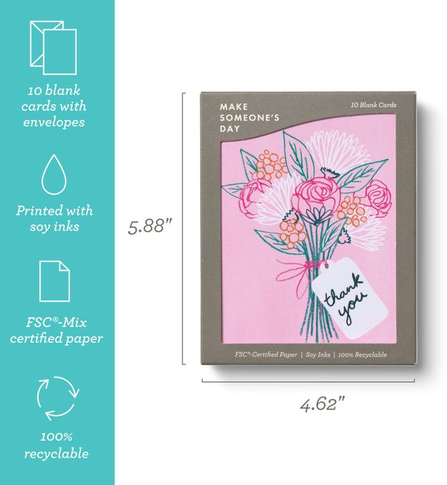 Boxed Cards Pink Sketched Bouquet