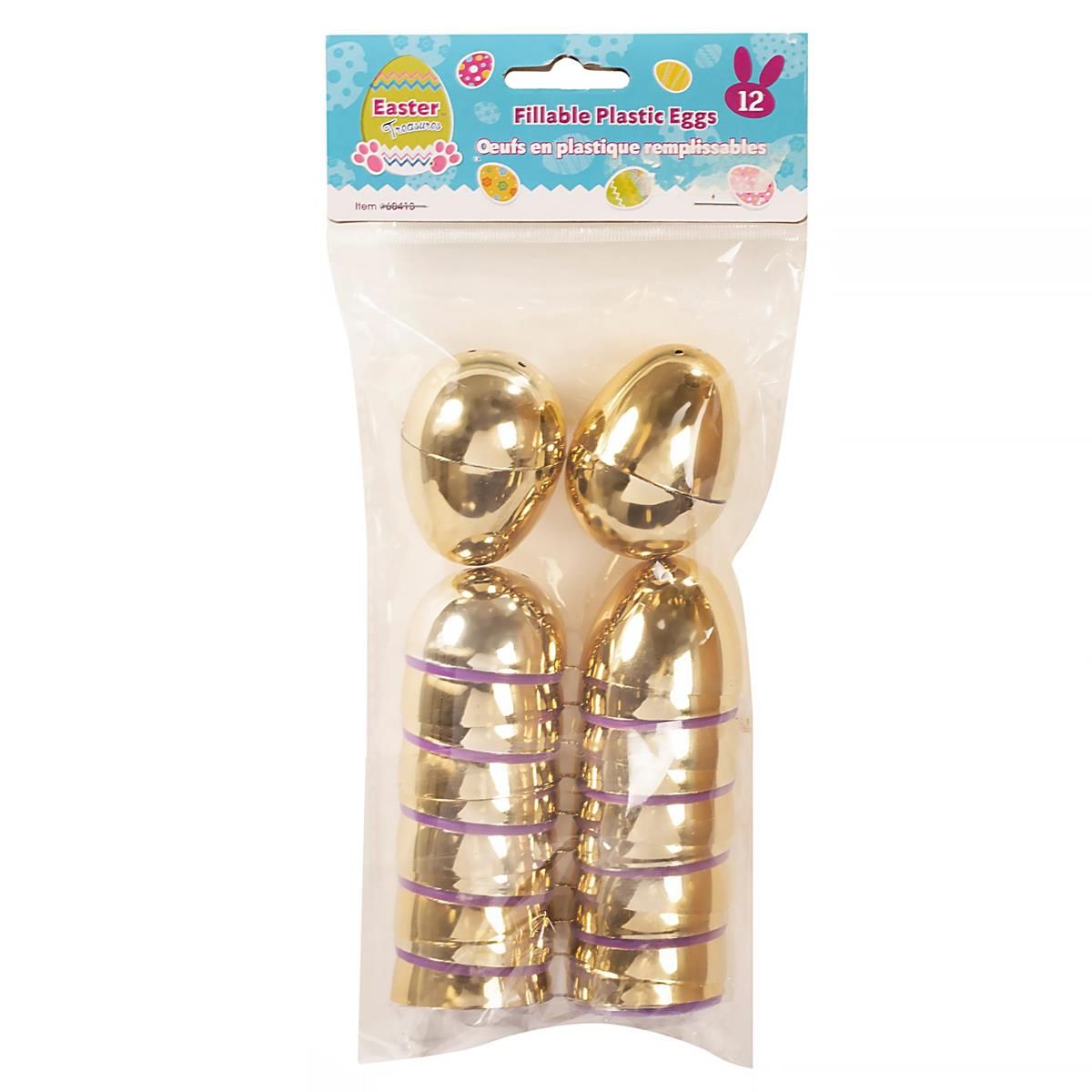 Fillable Plastic Golden Eggs 12Pk