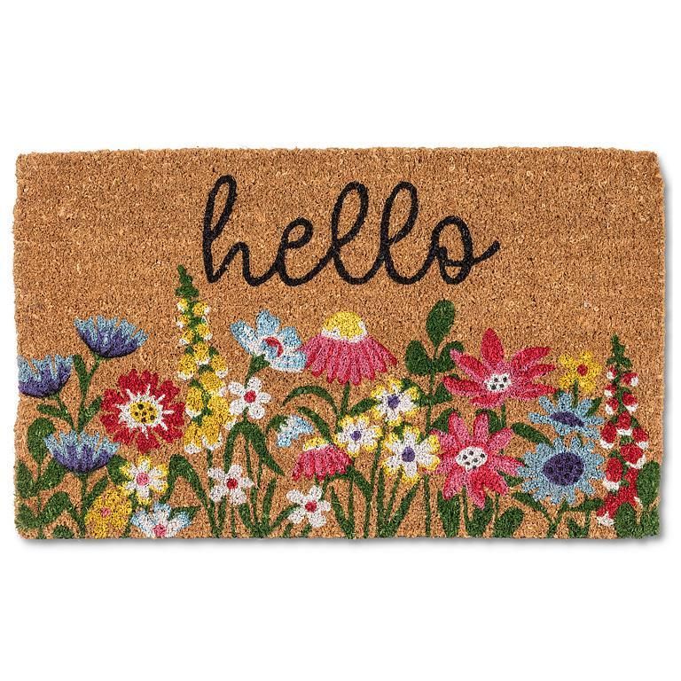Doormat Bright Floral Hello 18&quot;x 30&quot;