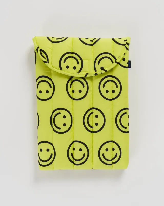 Puffy Laptop Sleeve 13&quot;/14&quot; Yellow Happy