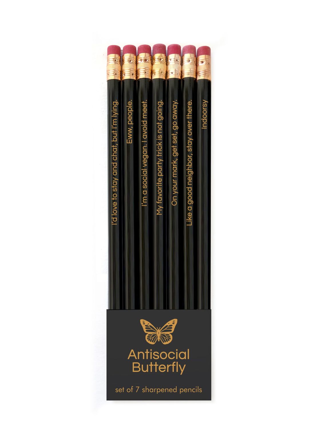 Pencil Set Antisocial Butterfly