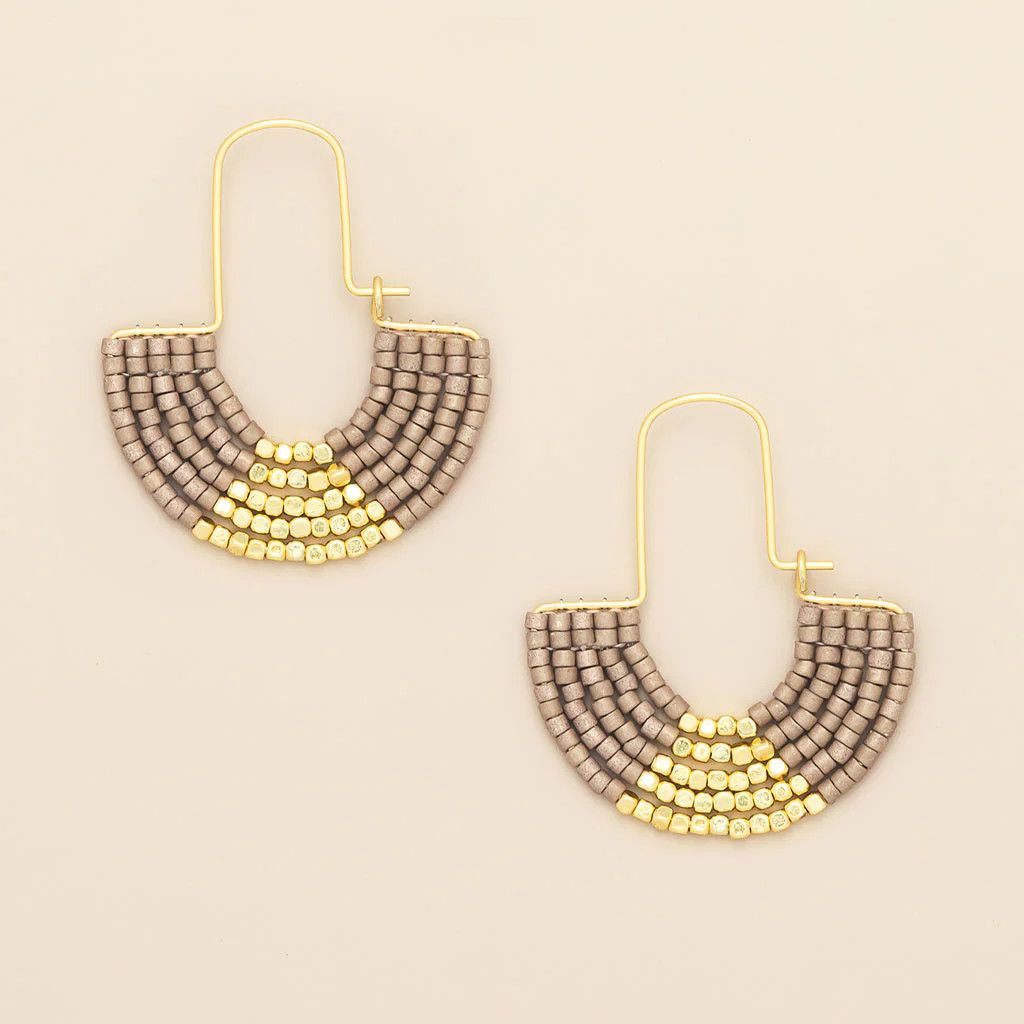 Chromacolor Miyuki U-Hoop Earring Pewter/Gold