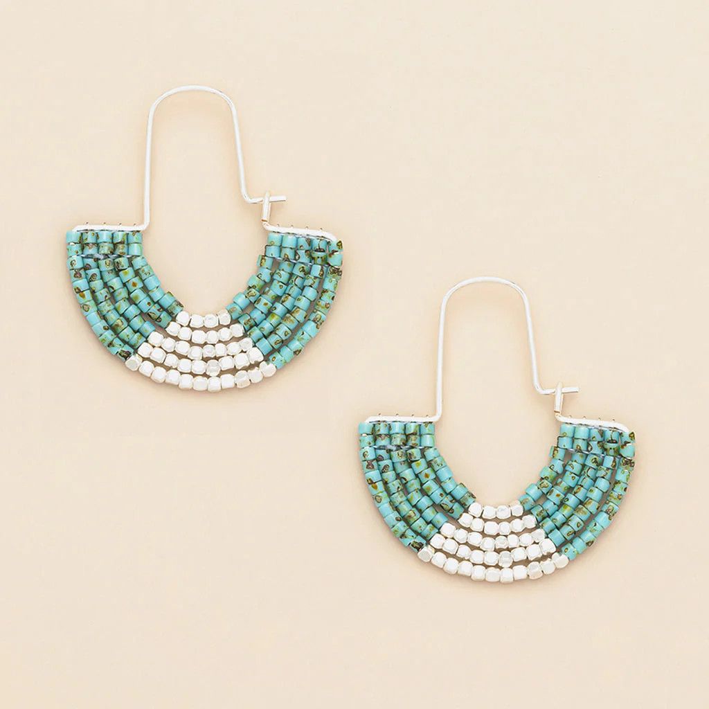 Chromacolor Miyuki U-Hoop Earring Speckled Turquoise/Silver