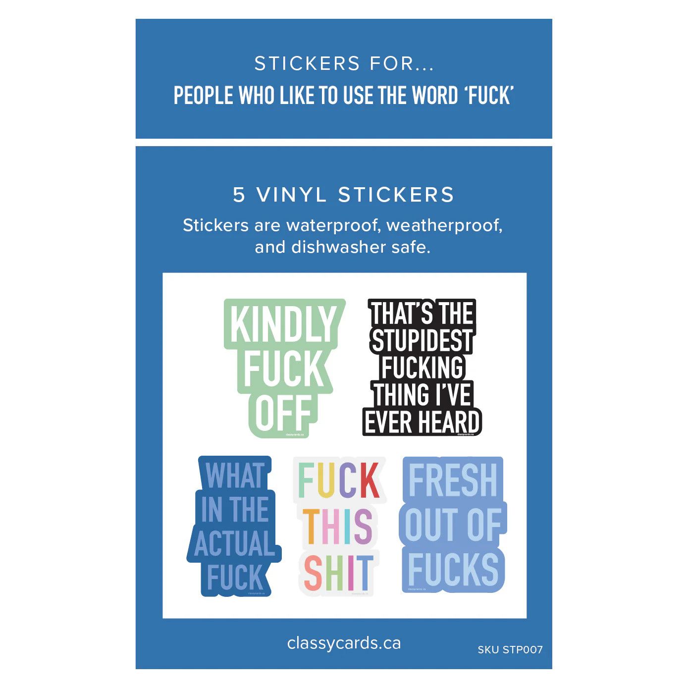 Stickers for People who Like to use the word &#39;Fuck&#39; - 5 Pack