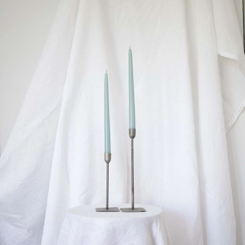 Taper Candles Pair Light Blue 12"