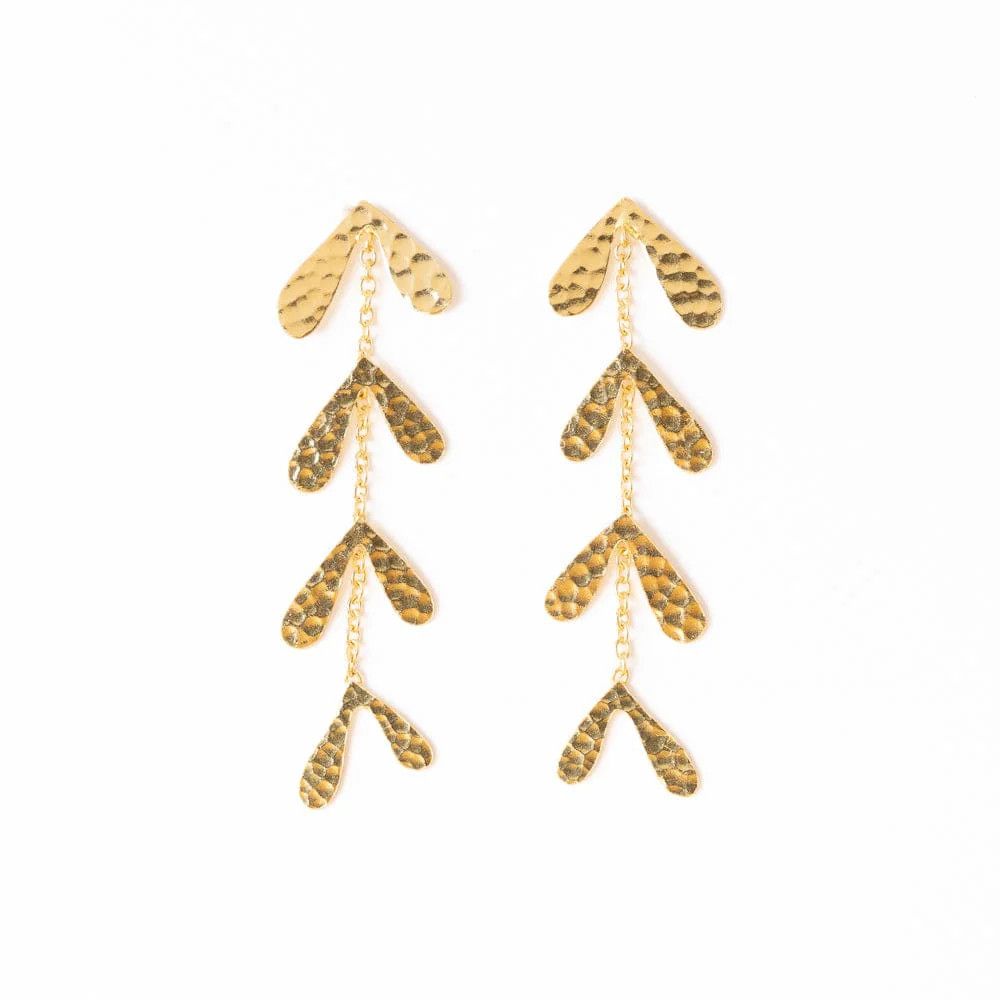 Autumn Falling Leaves Dangle Earrings Brass