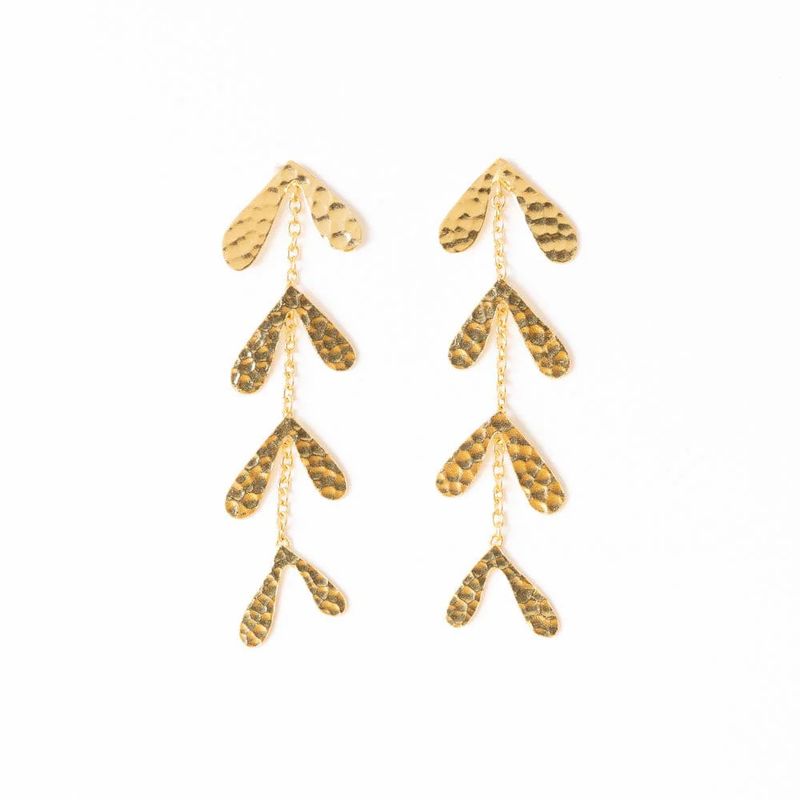Autumn Falling Leaves Dangle Earrings Brass