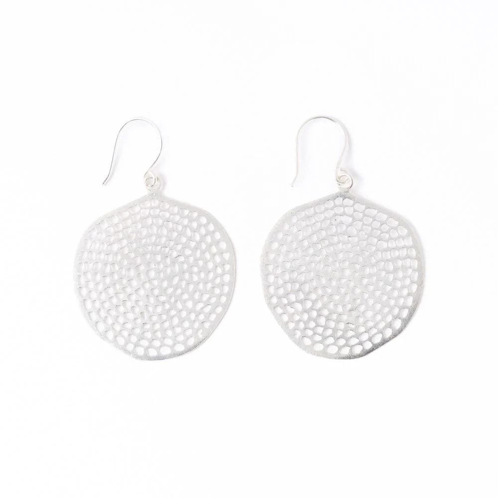 Gretchen Large Circle with Holes Earrings Silver