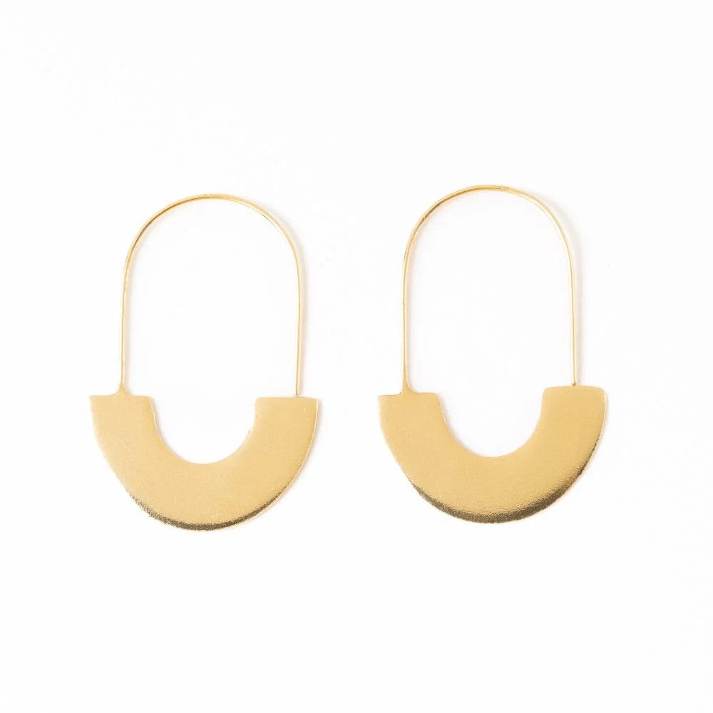 Maggie Half Circles Hoop Earrings Brass