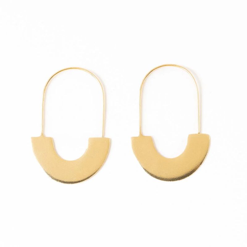 Maggie Half Circles Hoop Earrings Brass