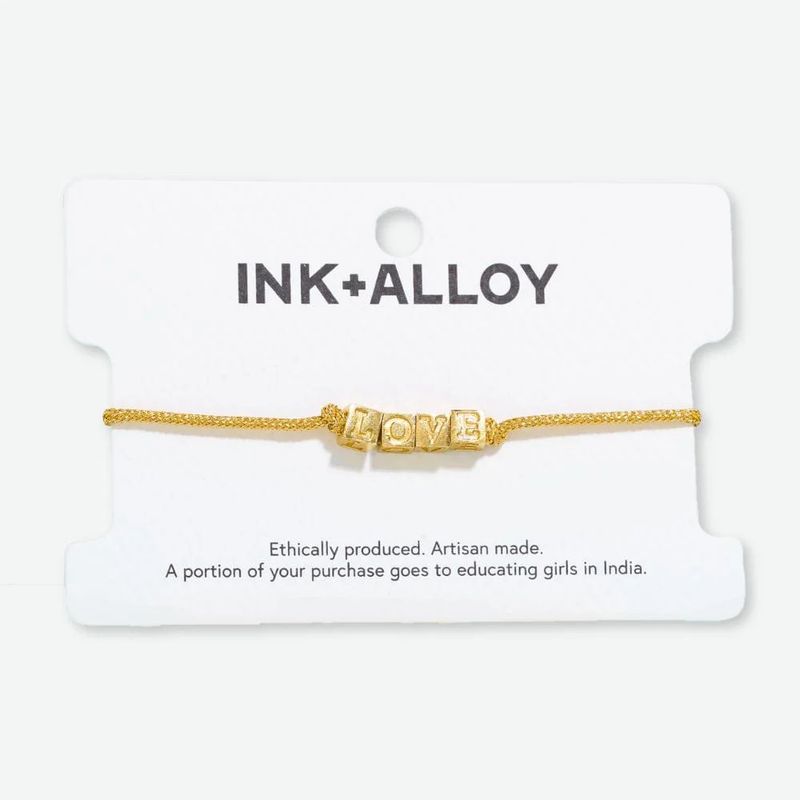 Goldie Gold Lurex Cord With Brass Letters Adjustable LOVE
