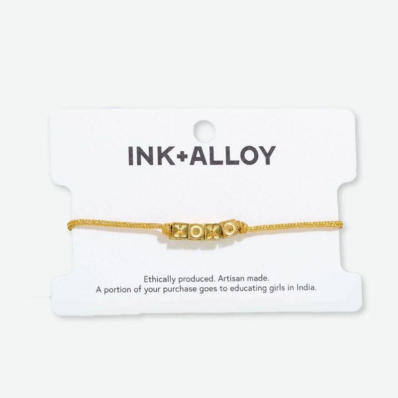 Goldie Gold Lurex Cord With Brass Letters Adjustable XOXO