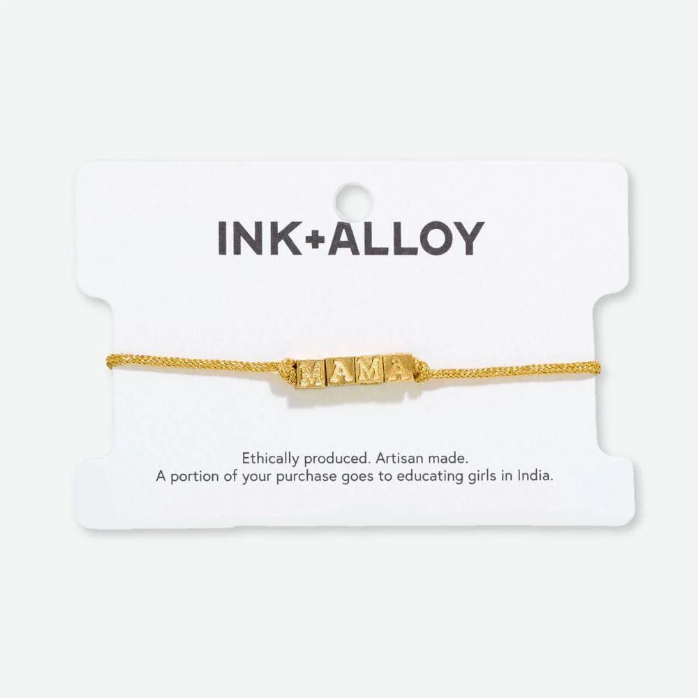 Goldie Gold Lurex Cord With Brass Letters Adjustable Mama