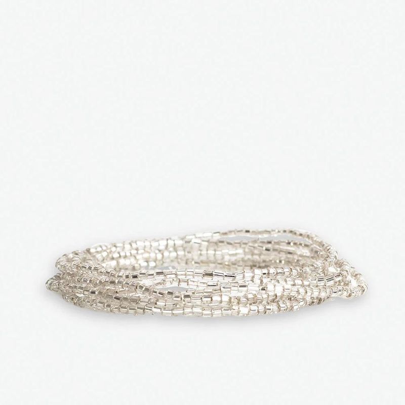 Macy Six Strand Luxe Beaded Bracelet Set Silver