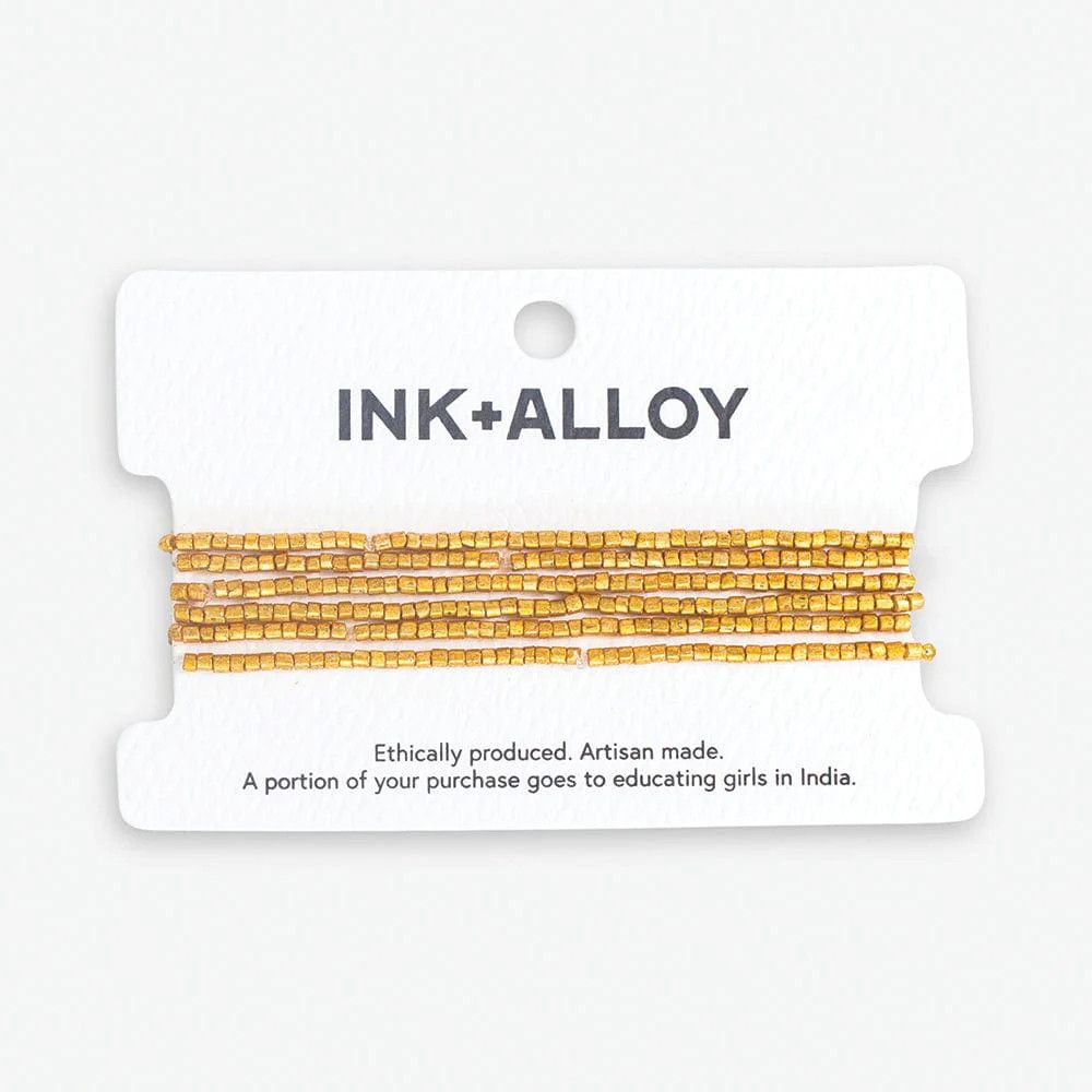 Macy Six Strand Luxe Beaded Bracelet Set Gold