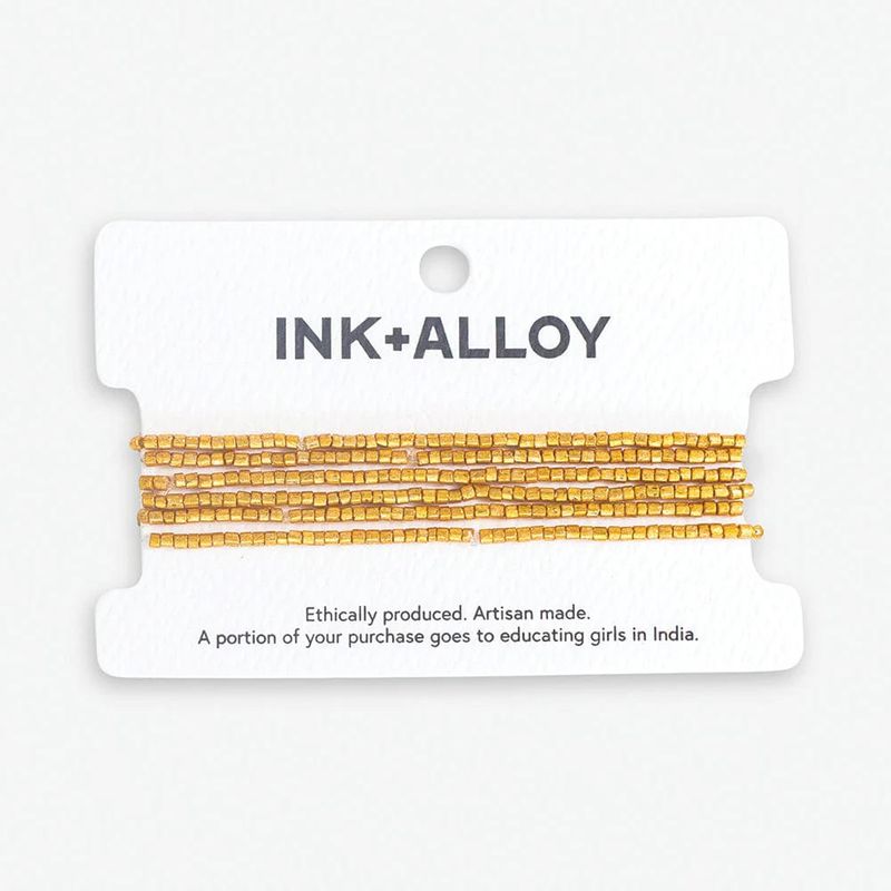 Macy Six Strand Luxe Beaded Bracelet Set Gold