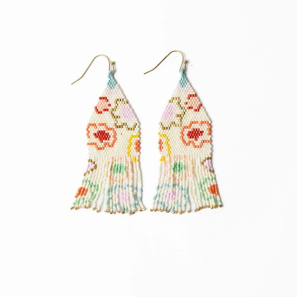 Delilah Poppies Beaded Fringe Earrings Multi