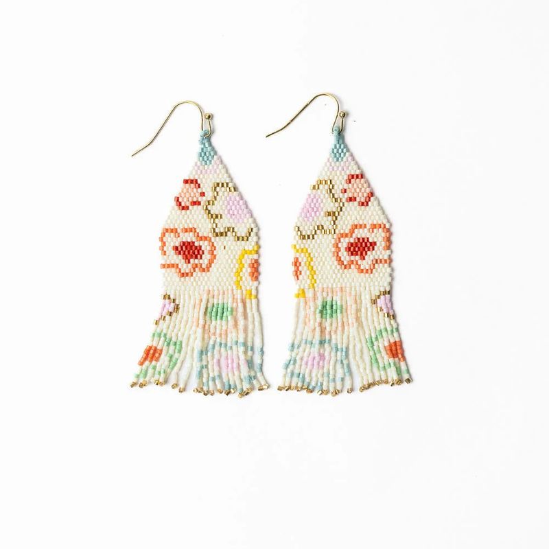 Delilah Poppies Beaded Fringe Earrings Multi