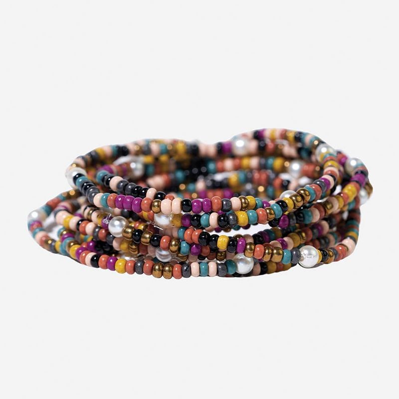 Sage Confetti Beaded 10 Strand Stretch Bracelets Jewel Tone