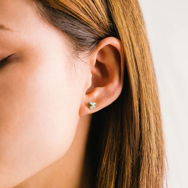 Fluted Heart Stud Waterproof Earrings