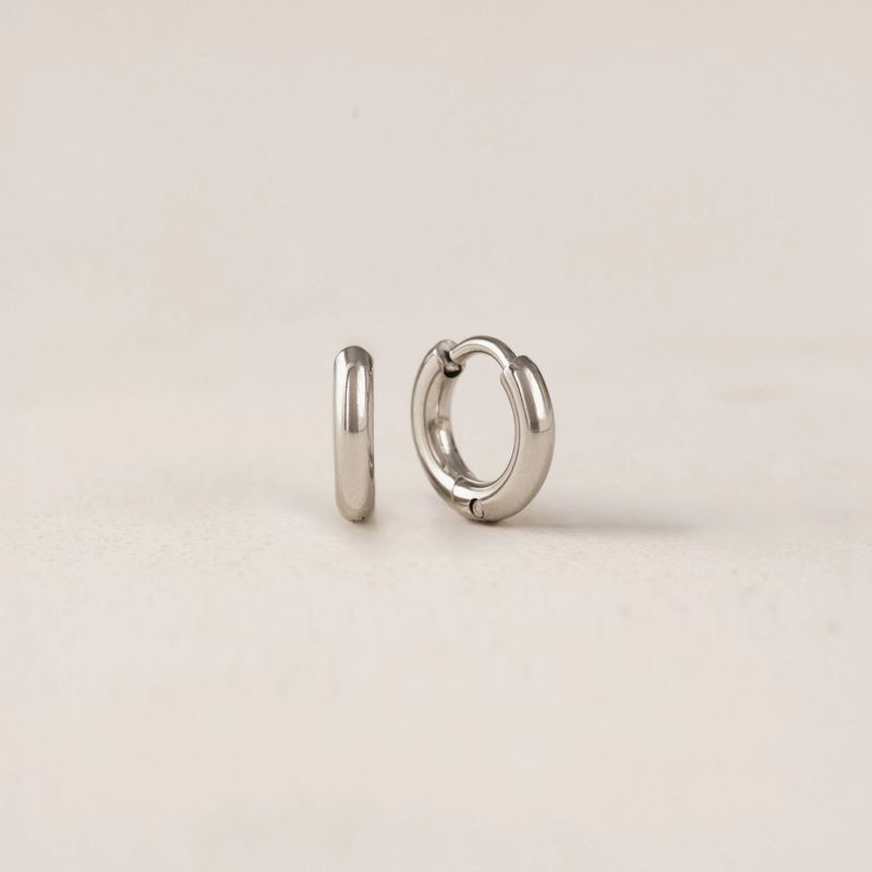 Tube 10mm Hoop Waterproof Earrings Silver