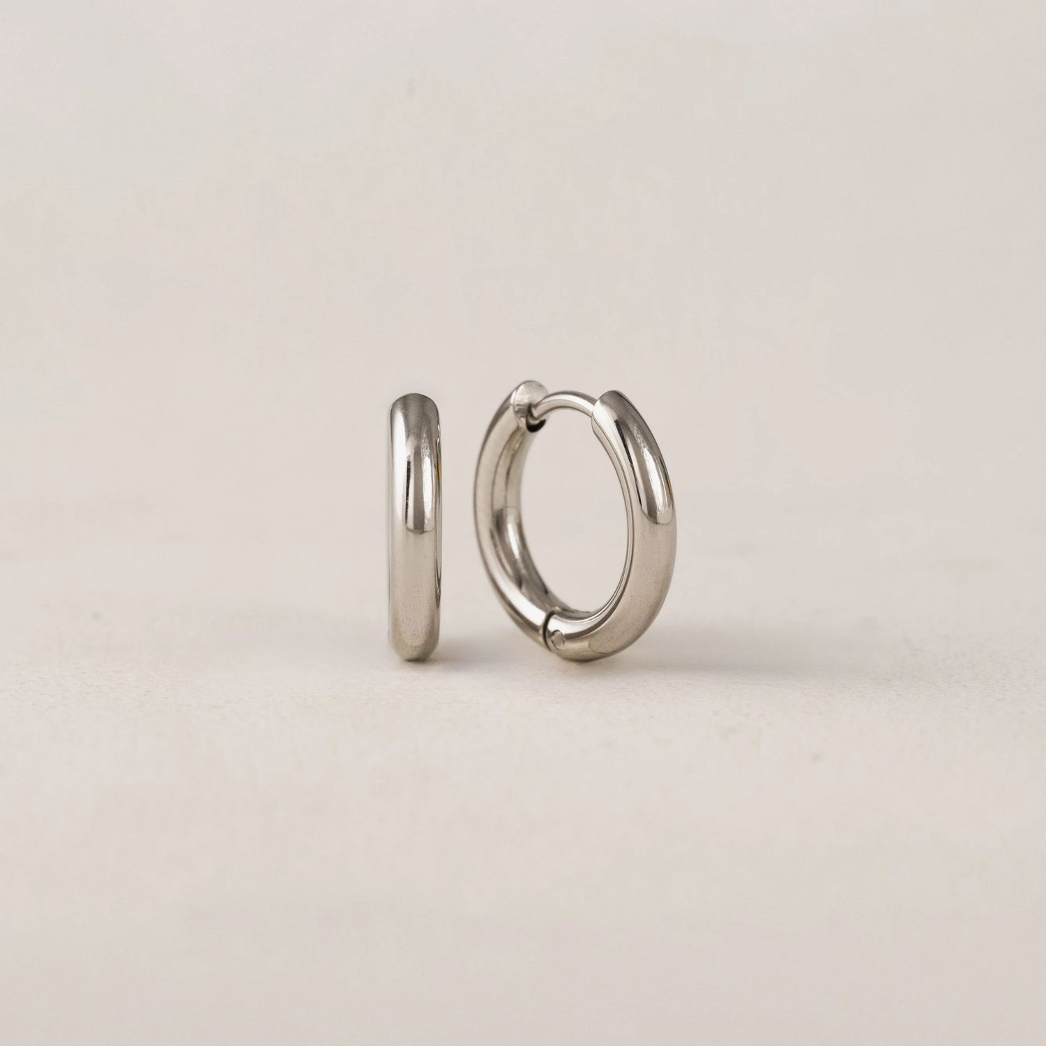 Tube 15mm Hoop Waterproof Earrings Silver