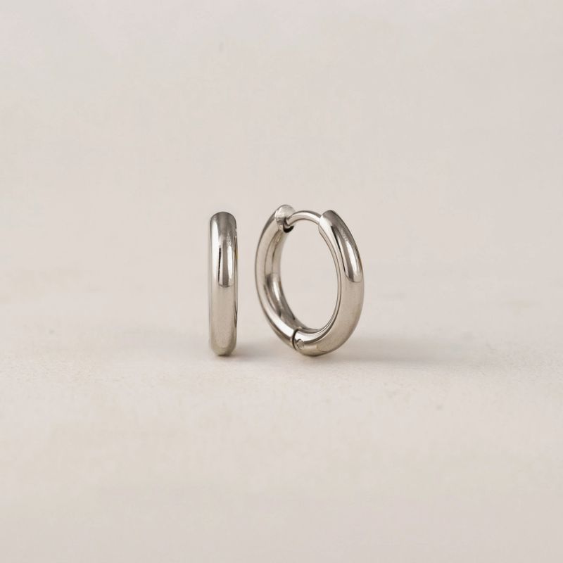 Tube 15mm Hoop Waterproof Earrings Silver