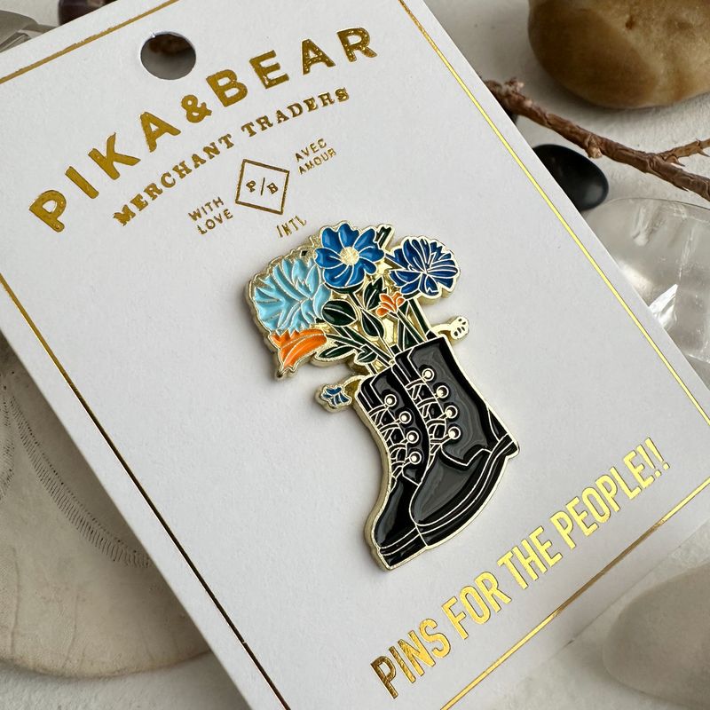 Enamel Pin "Boot-quet" Flowers &amp; Boot