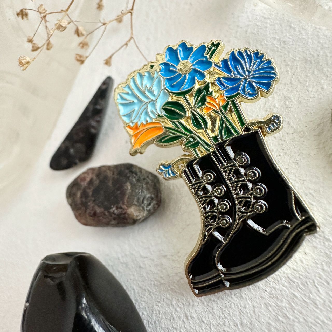 Enamel Pin &quot;Boot-quet&quot; Flowers &amp; Boot