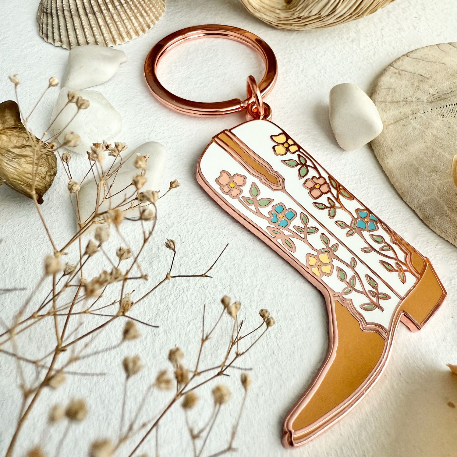 Enamel Keychain &quot;Dolly&quot; Cowboy Boot