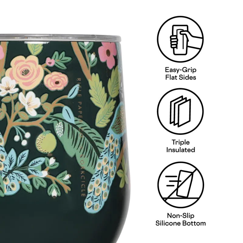 Stemless 12oz Rifle Paper Co. Peacock Blue
