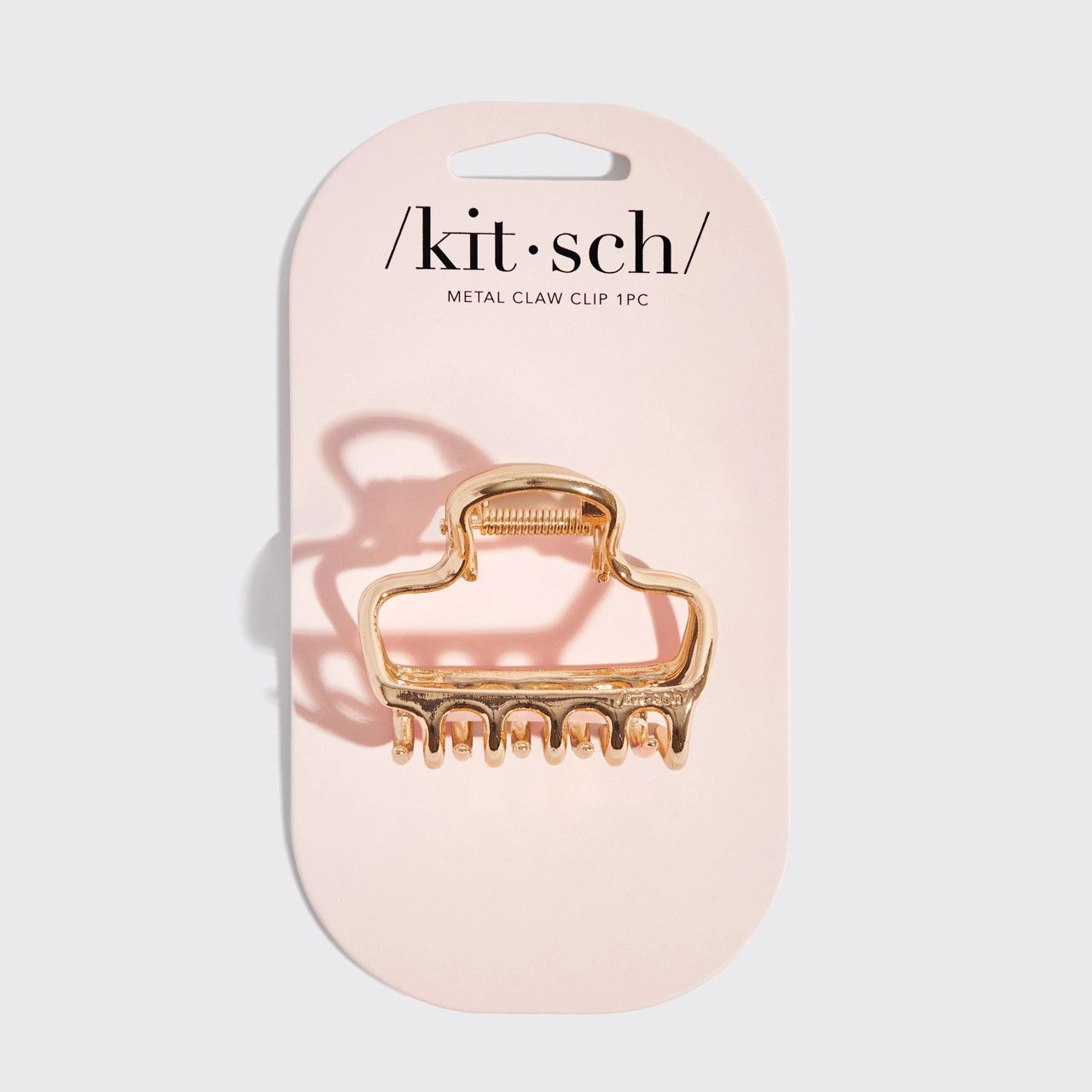 Metal Medium Open Shape Puffy Claw Clip Gold