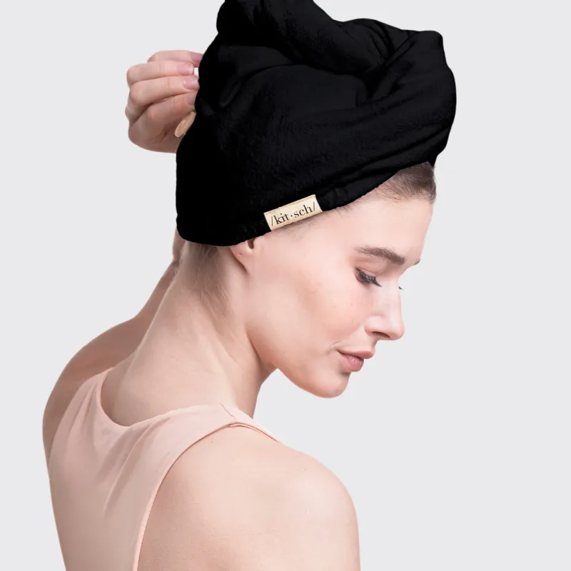 Quick Dry Hair Towel Eco Black