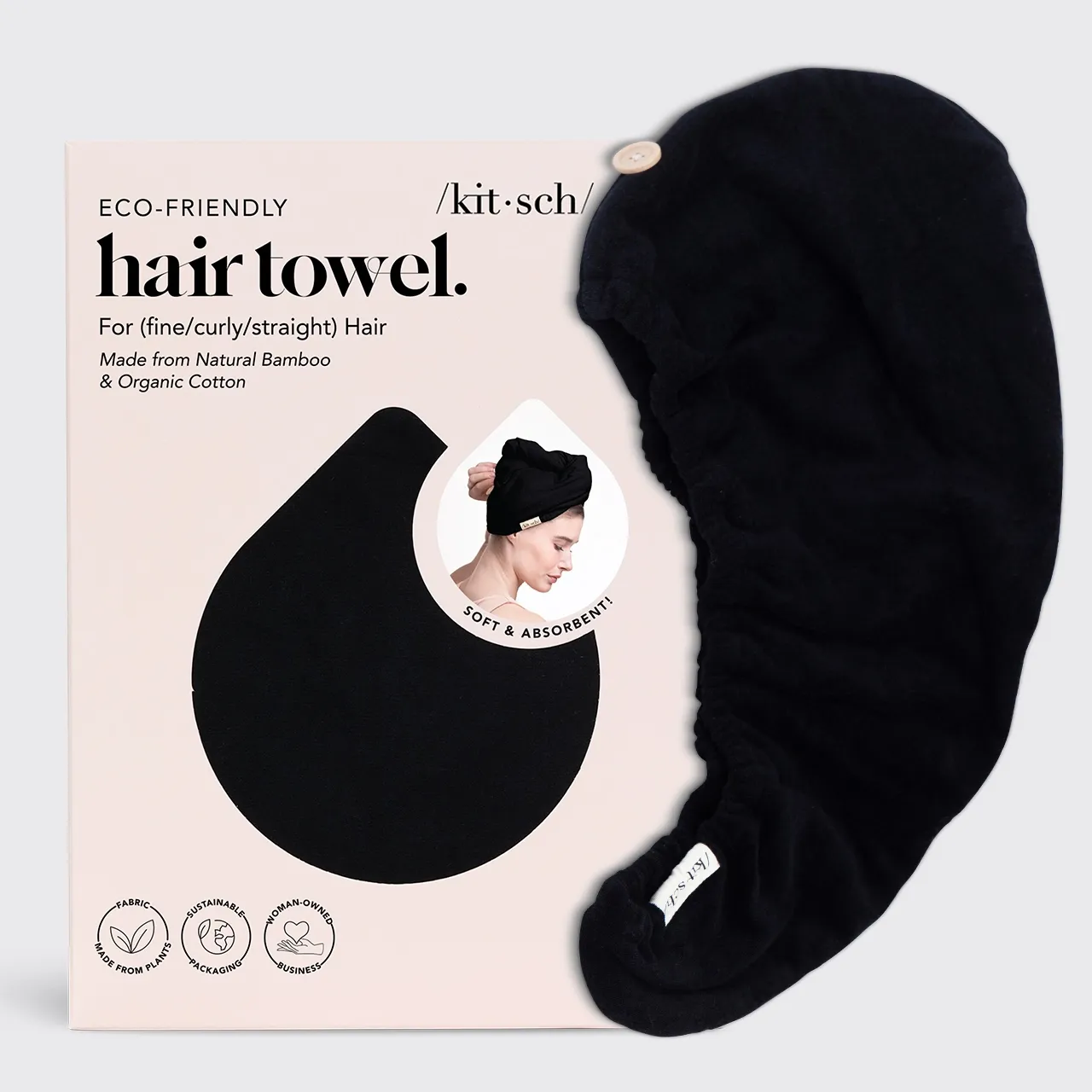 Quick Dry Hair Towel Eco Black