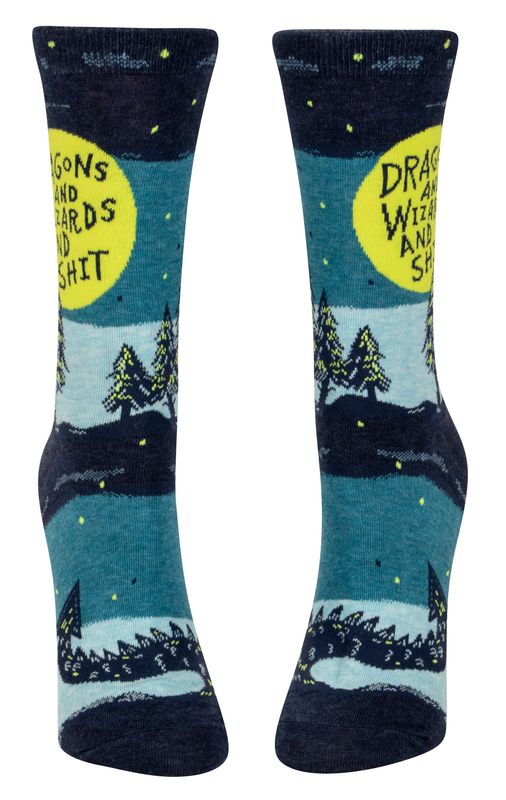 Women's Crew Socks Dragons And Wizards And Shit