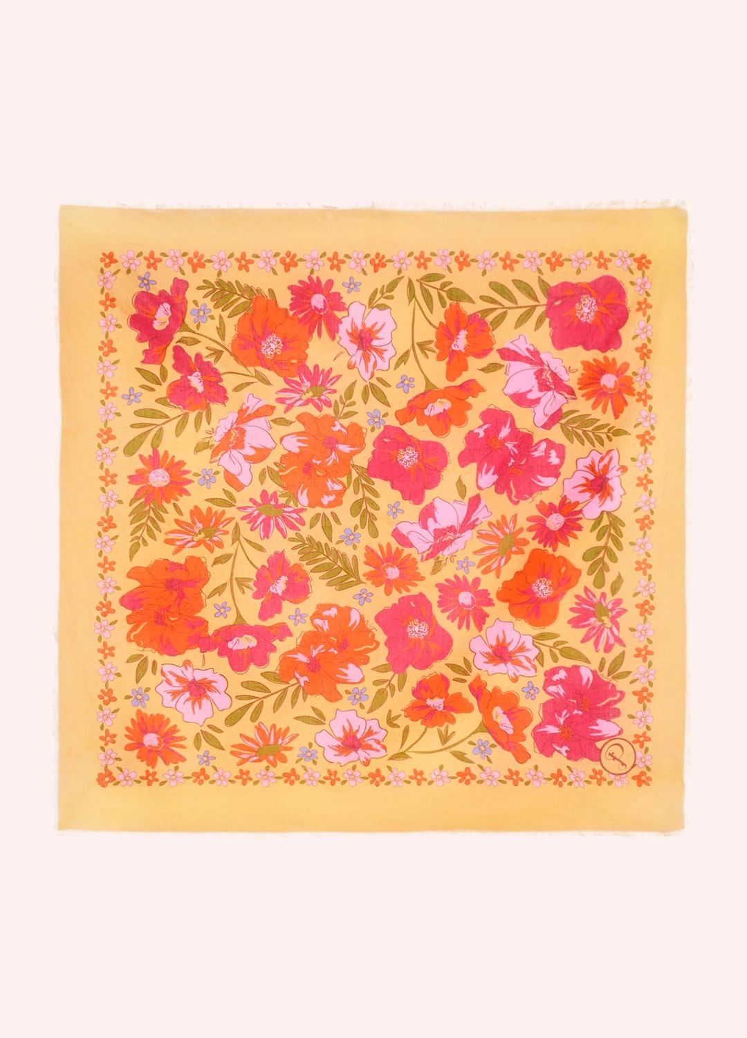 Cotton Bandana Sketched Florals Mustard