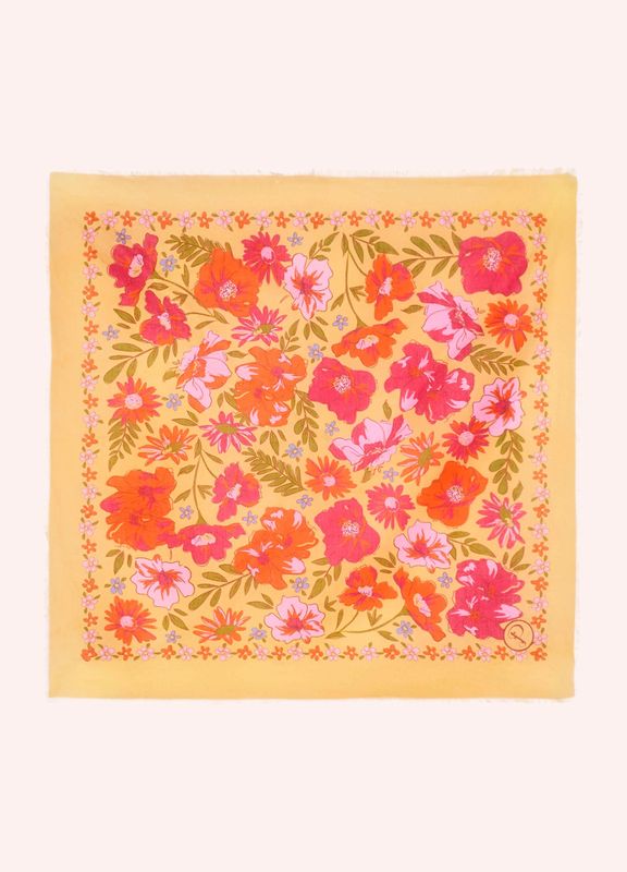 Cotton Bandana Sketched Florals Mustard