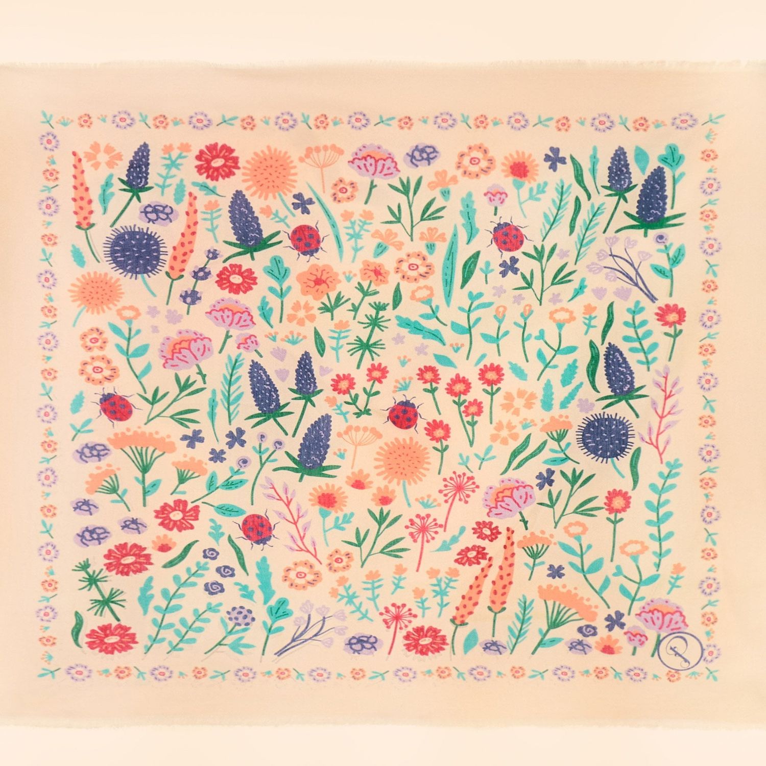 Cotton Bandana Wild Flowers Coconut