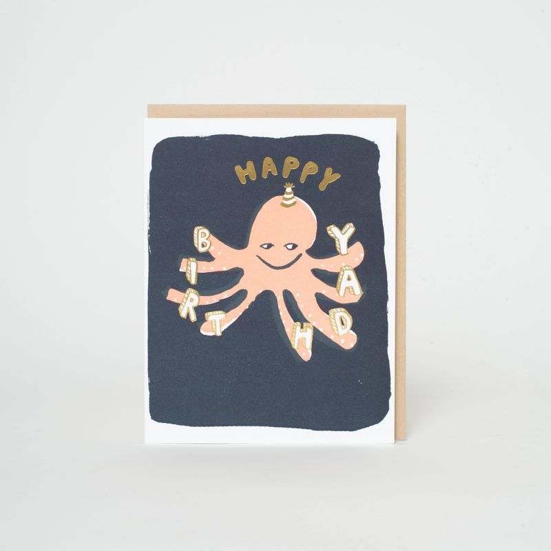Birthday Octopus Letterpress