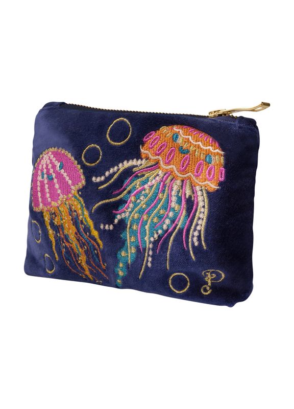 Velvet Mini Zip Pouch Jolly Jellies Navy