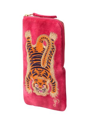 Velvet Sunglasses Pouch Ikat Tiger Fuchsia
