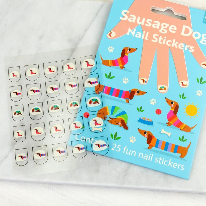 Nail Stickers Pack of 25 Sunny Sausage Dog