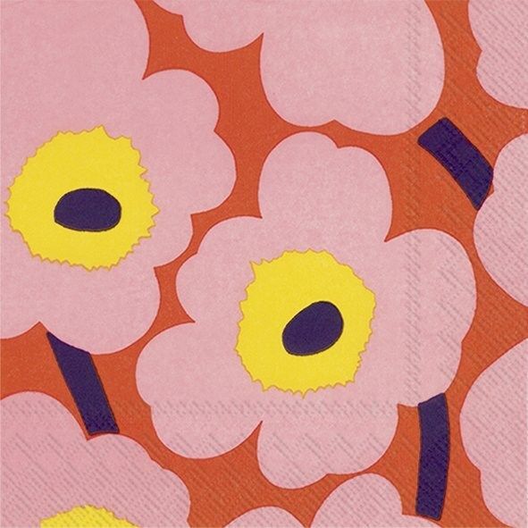 Paper Lunch Napkin Unikko Rose Orange