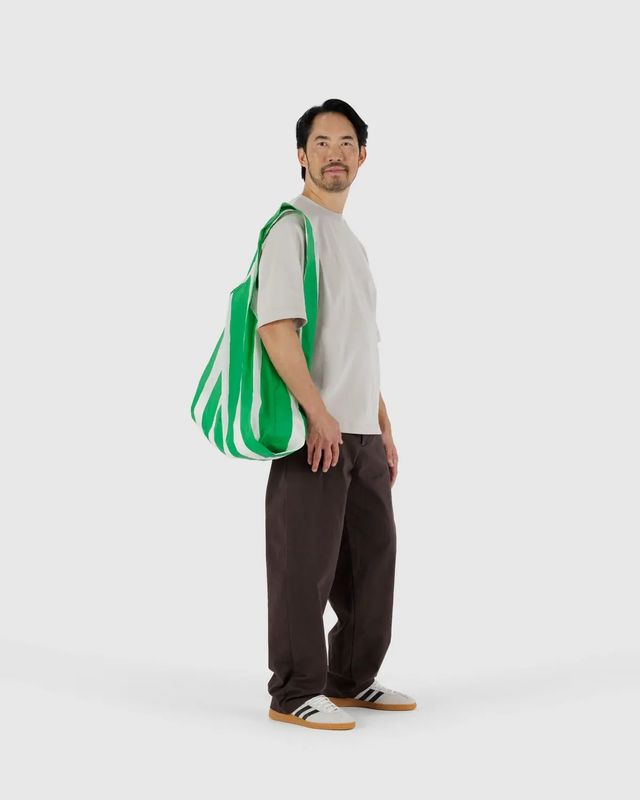 Big Baggu Green Painted Stripe