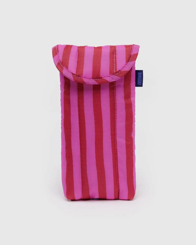 Puffy Glasses Sleeve Pink &amp; Red Painted Stripe