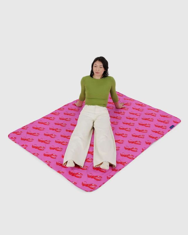 Puffy Picnic Blanket Pink Lobster